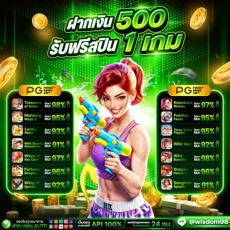 ฝากเงิน 500 รับฟรีสปิน 1 เกม รวมค่ายดังเกมสล็อต